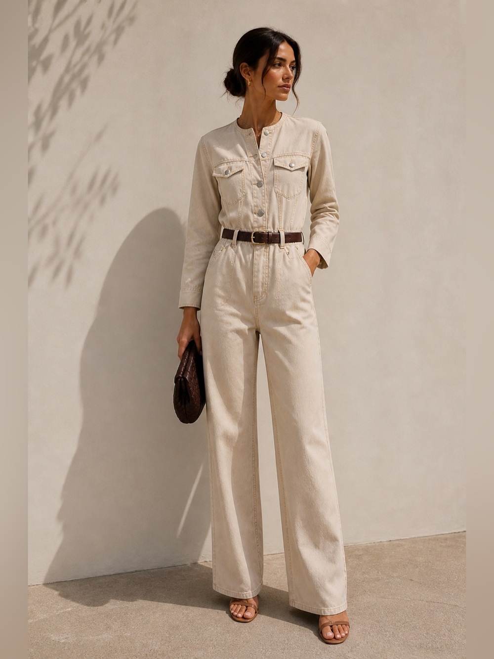 Zara LONG FLOWY JUMPSUIT M